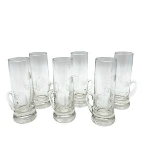 Vintage Etched Crystal Cordial Glasses - Set of 6 Thistle & Wheat Liqueur Cups